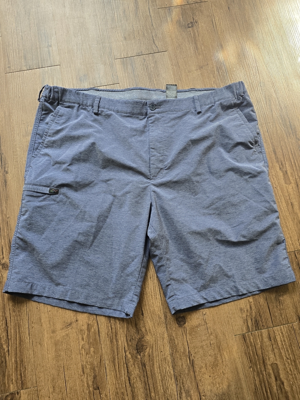 Mens Blue Flat Front Performance Activewear Shorts